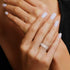 Round Lab-Grown Diamond Pavé Wide Half-Eternity Ring in Rose Gold on a Model